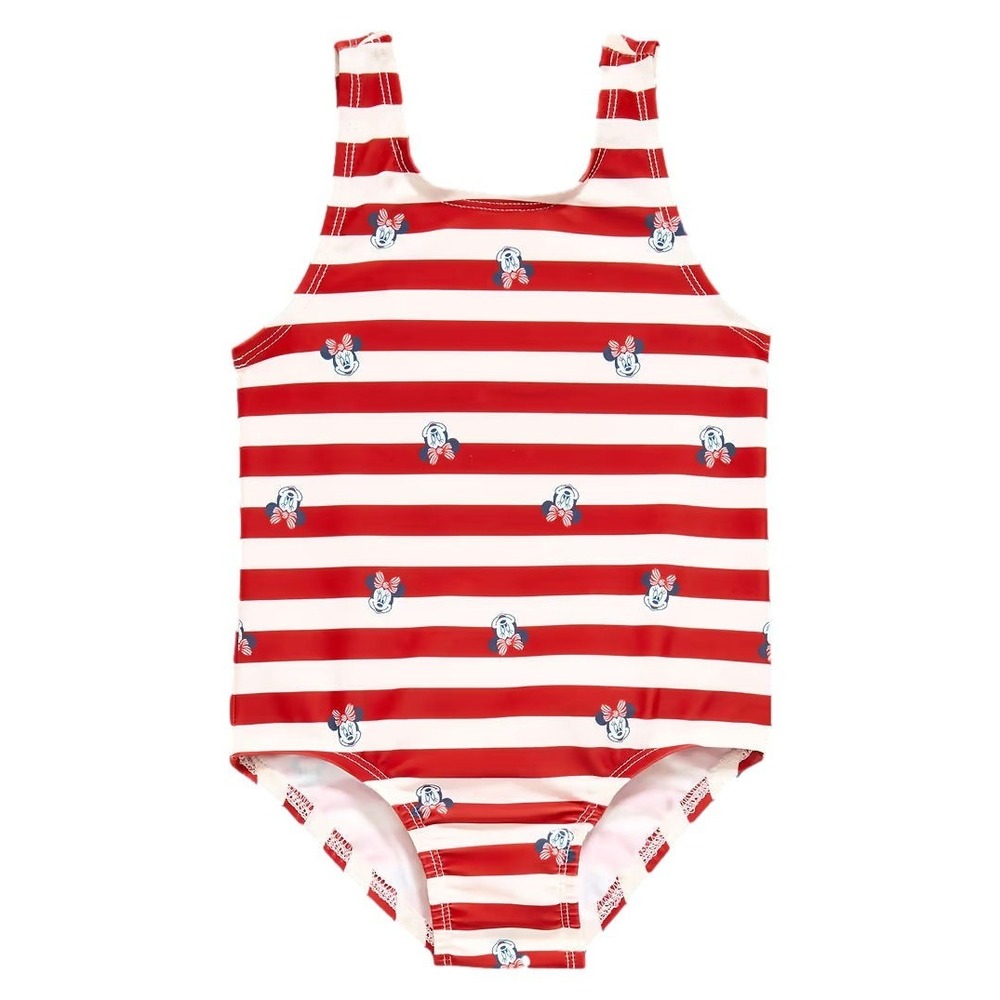 Old Navy Toddler Disney Minnie Mouse 1pc Swimsuit - Red/White Stripe - 3T